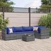 VidaXL Garden Lounge Set 6 Pcs with Cushions Grey Wicker, Outdoor Sofa Set, Garden Corner Sofa, 3308103