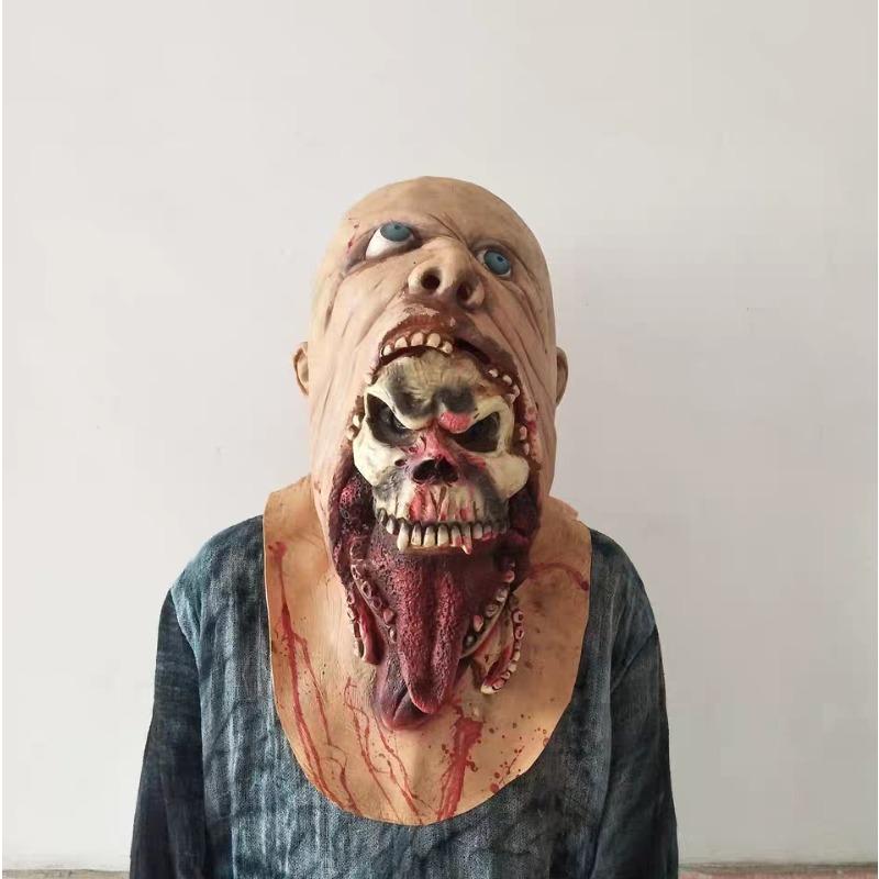 Melting Face Scary Zombies Mask Adult Full Face Head Latex Mask Horror Halloween Cosplay Mask Masquerade Mask