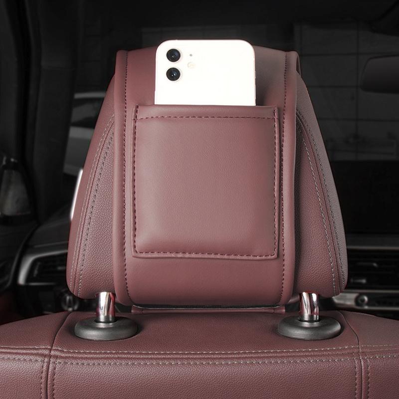 2Pc Car Styling Neck Pillowcase Leather Headrest Storage Cover For Mercedes Benz AMG W205 W204 W203 W111 W168 W213 W210 W222 CLK PC1