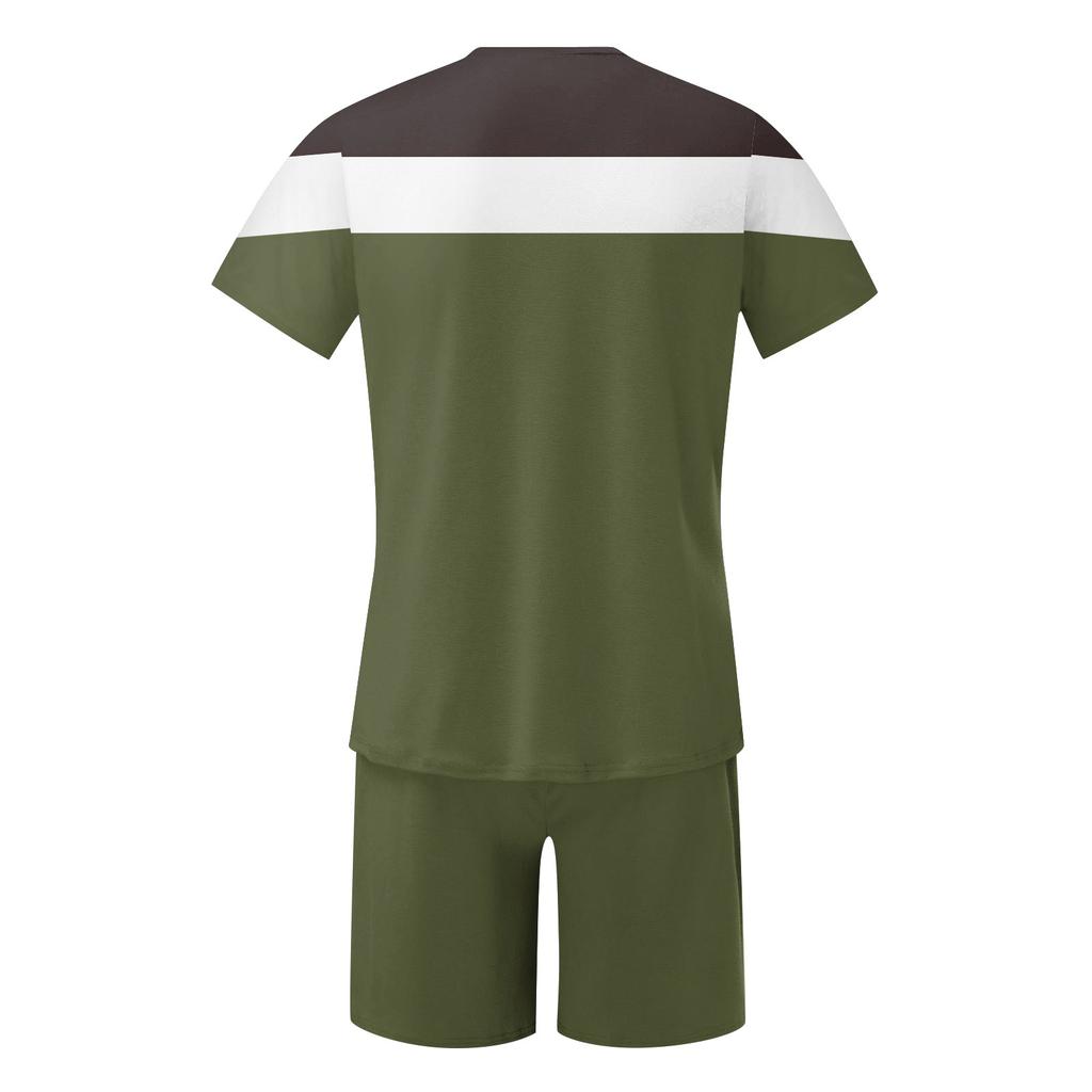 Мужские однотонные шорты с короткими рукавами и открытыми плечами, дышащий мужской повседневный комплект из 2 предметов