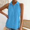 Summer Button Up Sleeveless Shirts Basic Casual Solid Color Women's Blouses & Shirts