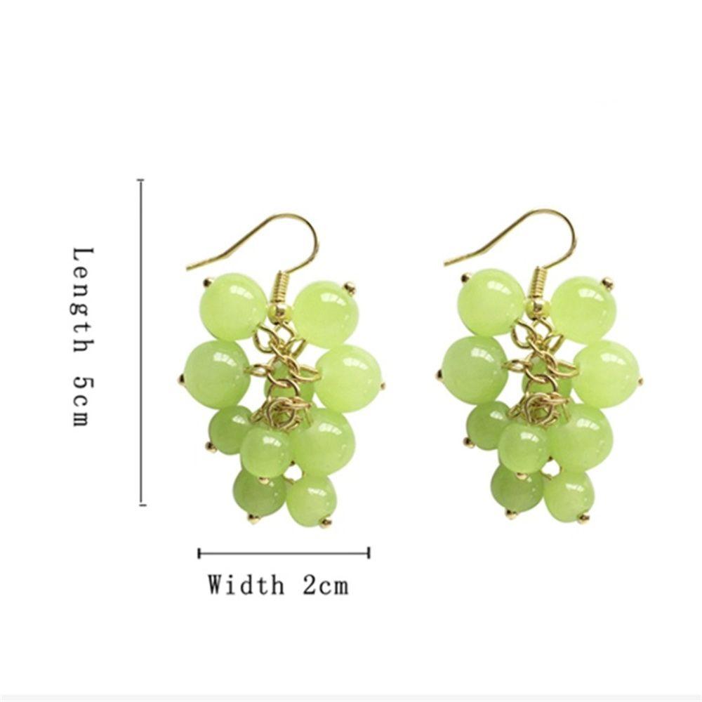 Новые трендовые женские украшения в форме фруктов, серьги-гвоздики с подвеской в виде винограда, серьги из смолы, зеленые бусины