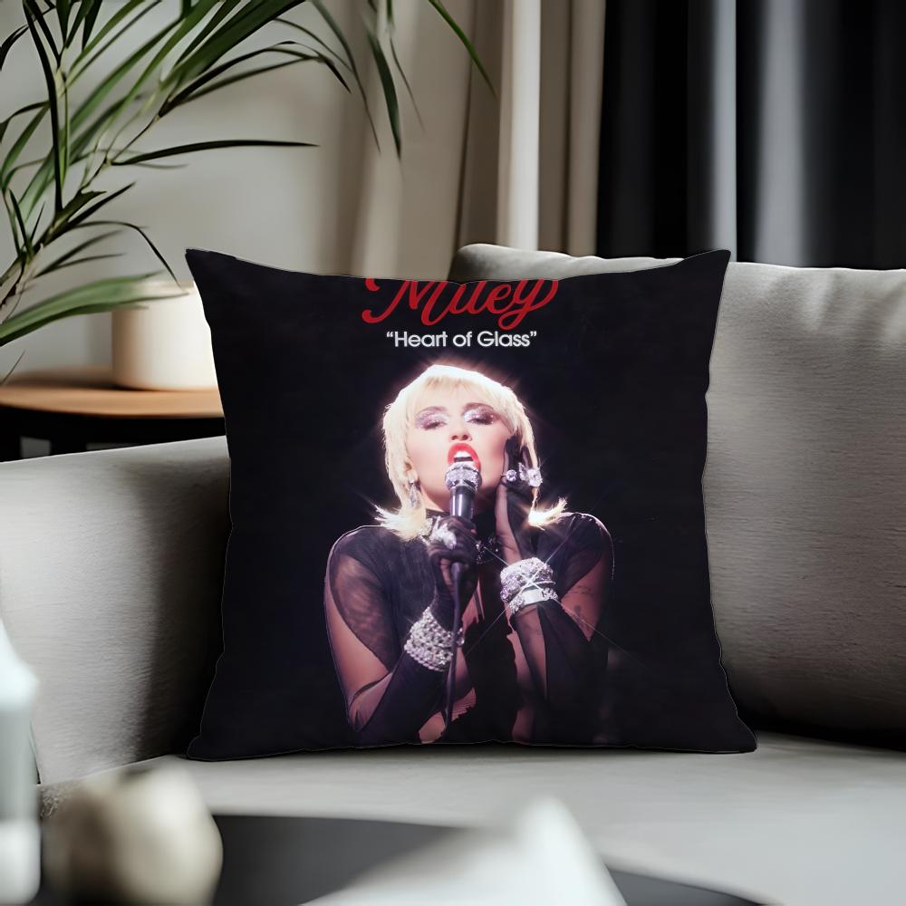 Viral MMiley Cyrusew Cushion Cover Antidustmite Pillowcase Invisible Zipper Silky Short Plush Sofa Cushion Cover