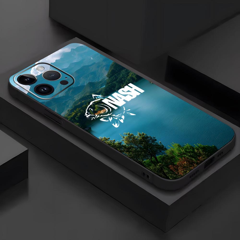 Fashion N-nasH Fishing Brand Phone Case For iPhone17 16 16e 15 14 13 12 11 Plus Mini Pro Max Soft black Shockproof Cover