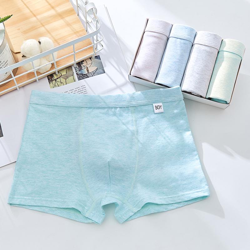 Boys' Cotton Boxer Briefs - Solid Color Shorts for Kids & Teens