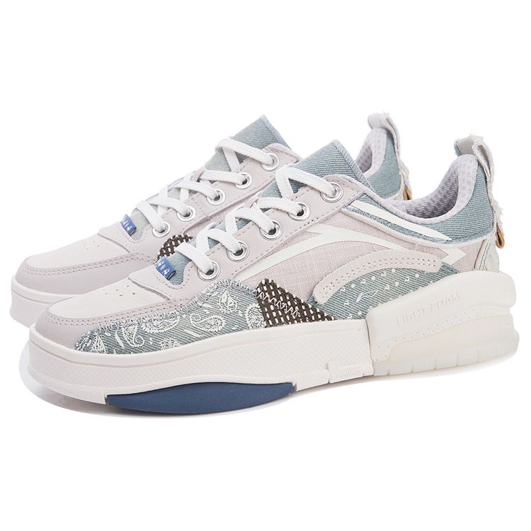 Li Ning Wei Wu Zen Elastic Classic Low-Top Скейтерские туфли Женские Скейтерские туфли Серо-голубые AGCR214-2