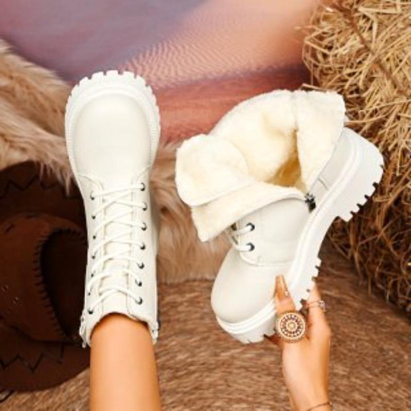 Женские зимние теплые меховые ботинки большого размера на толстой подошве, утепленные подкладкой ботильоны, нескользящие ботинки для хайкинга и спорта, ботинки Мартин