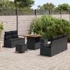 Ensemble de canapé de jardin 8 pièces avec coussins noir poly rattan acacia, Canapé de jardin 2 places avec rangement 3364414