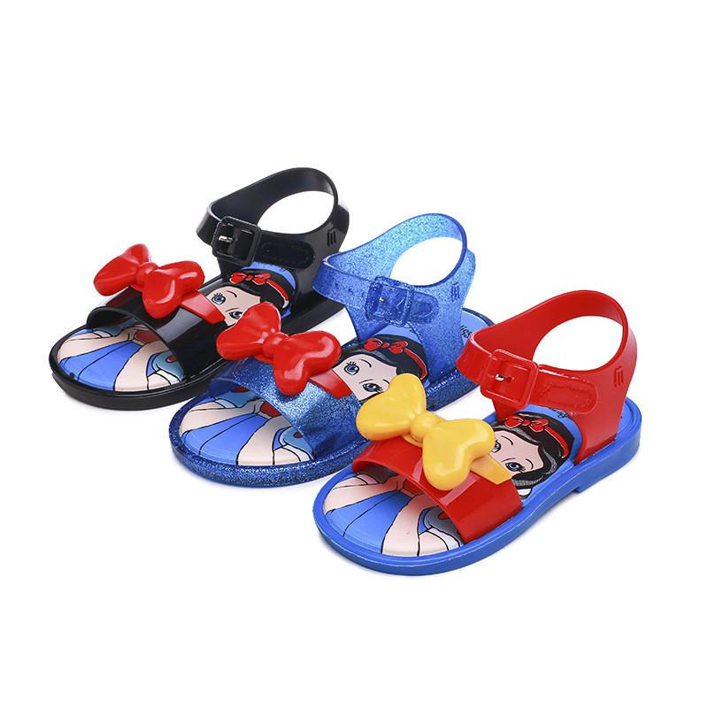Charming Mini Melissa Snow White Girls Sandals With Adorable Cartoon Pattern Design