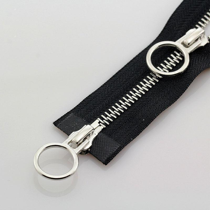 5# 70/90cm Double Circle Sliders Metal Open Tail Auto Lock Zipper For Long Down Jacket Coat DIY Sewing Handcraft Accessories