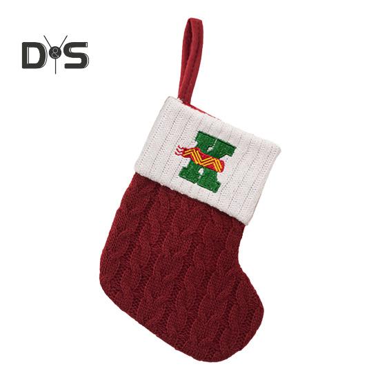 Мини-инициал рождественский чулок вышитая буква вязаные рождественские чулки фестиваль подвесное украшение для домашнего рождественского декора
