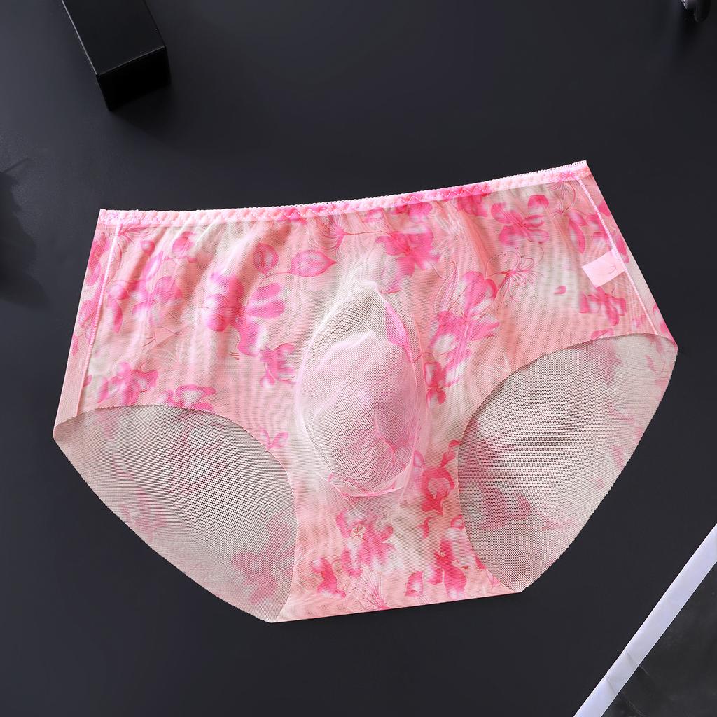 Мужские Ультратонкие Цветочные Сетчатые Трусы Прозрачные Sissy Pouch Трусы Мужские Мягкое Дышащее Нижнее Белье Cuecas Женские Трусы Для Мужчин