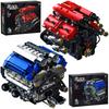 Технические Строительные Блоки Двигатель V8 с Электроприводом Симуляция Двигателя Суперкара MOC Кирпичики Научно-Образовательные Игрушки Подарок Ребенку Взрослому