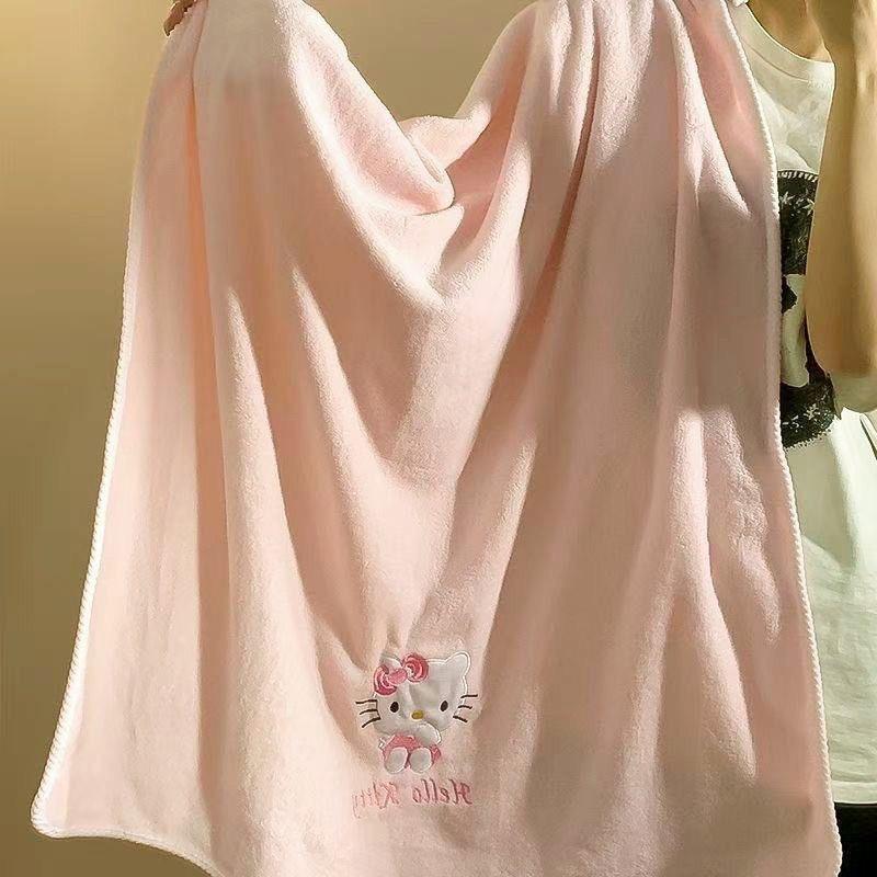 Мультяшный Милый Кот КТ Женский Набор Банных Полотенец из Кораллового Флиса с Шапочкой