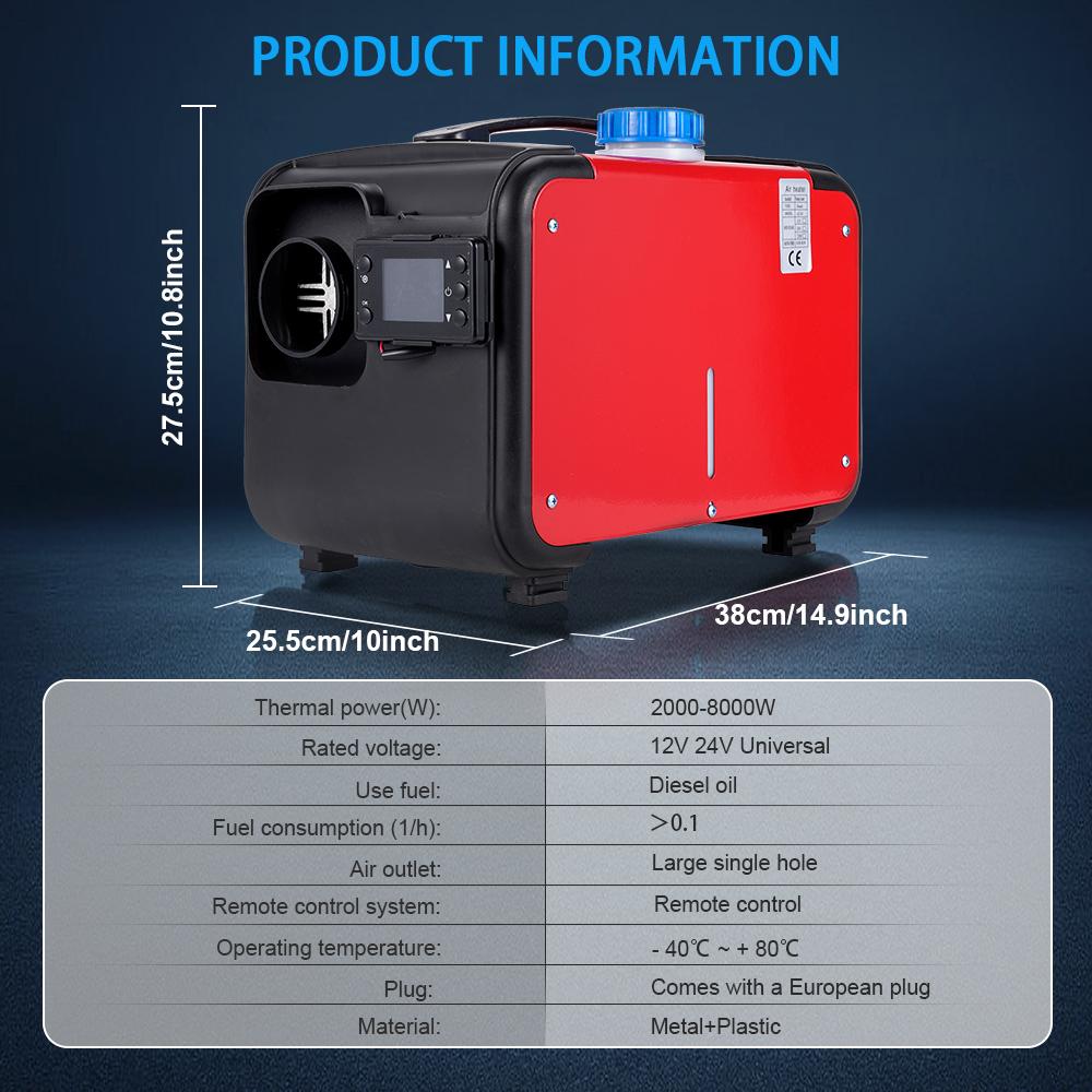 5-8KW 12/24V Air Diesel Heater Portable Noise Reduction LCD Monitor Parking Warmer For Car Truck Boat RV Parking Heater Heating