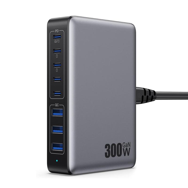 300 Вт USB C Быстрое Зарядное Устройство для Ноутбука Планшета Type C Штекер Пэд PD Адаптер Дорожная Станция Зарядки Телефона 8 Портов