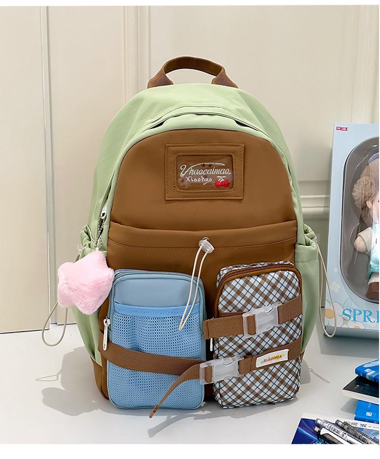 Школьный рюкзак Mori с дофаминовым цветовым сочетанием для учеников средней школы. Маленький свежий школьный рюкзак. Универсальная, высокоценная американская сумка через плечо.