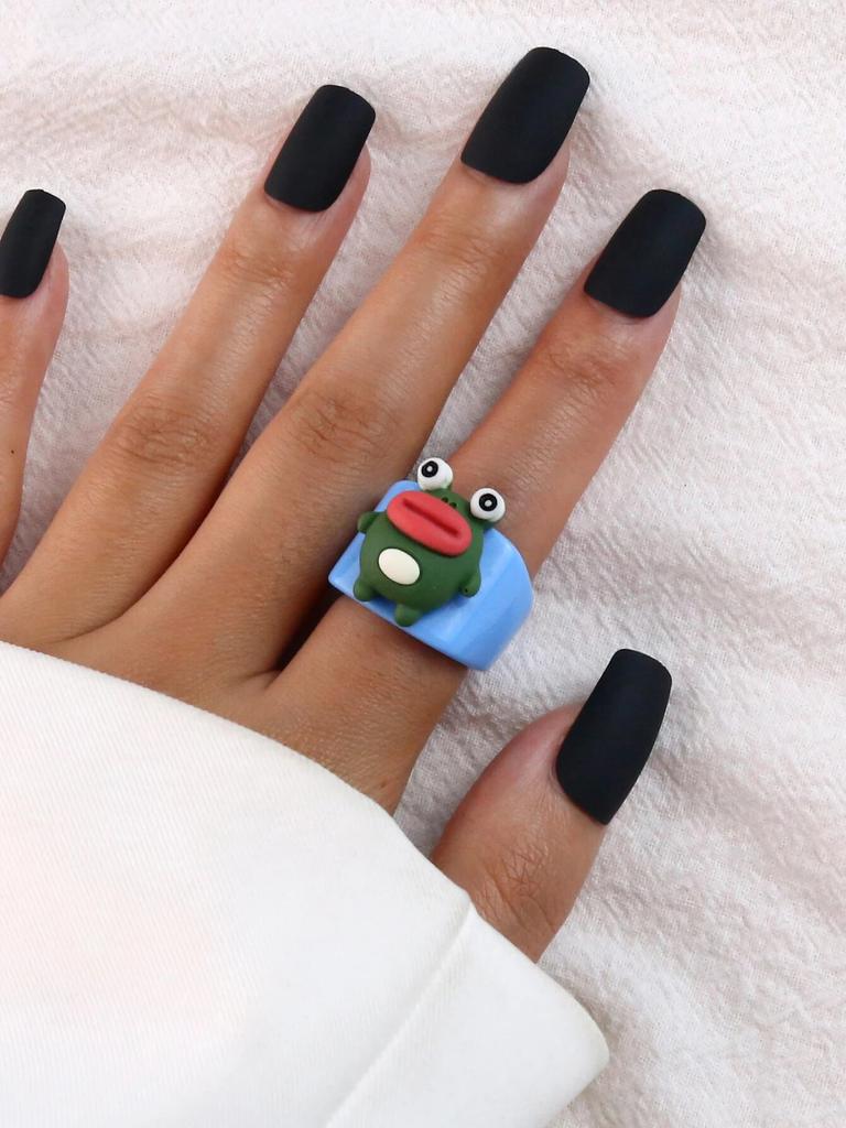 Кольцо с фруктами из мультфильма, женское модное корейское кольцо с милыми животными из смолы, набор акриловых колец, подарок на Рождество, день рождения, ювелирные изделия для девочек