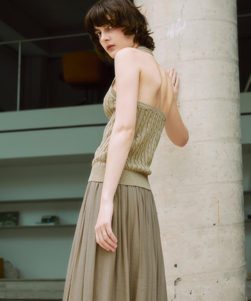 ZEROSTREET Lezero Cotton Twist Halterneck Knit / Sand Beige
