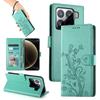 For Xiaomi 15 Pro Wallet Case Butterfly Floral Imprint PU Leather Phone Cover with Wrist Strap