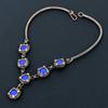 Ожерелье с синим сапфиром, Ожерелье из драгоценных камней ручной работы, Ожерелье, обернутое медной проволокой 999 пробы, Антикварное украшение, Для подарка на помолвку