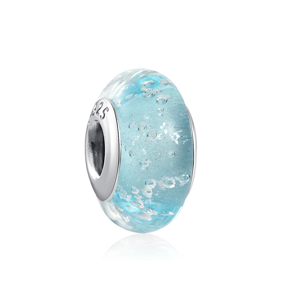 New S925 Sterling Silver Plated Pink Red Green Blue Murano Glass Bead Charm Fit Original Bracelet DIY Jewelry For Girl