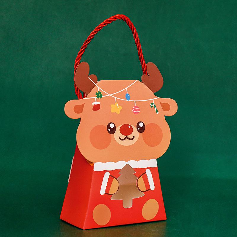 Cartoon Christmas Treat Boxes Paper Candy Gift Box Creative Gifts Packaging Handbag Cute Santa Claus Elk Packing Box Xmas Gifts