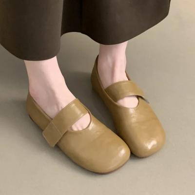 Модная женская обувь 2024 года, новые женские туфли на плоской подошве с квадратным носком, весна-осень, неглубокие кожаные однотонные туфли на плоской подошве, повседневные, удобные, офисные женские туфли