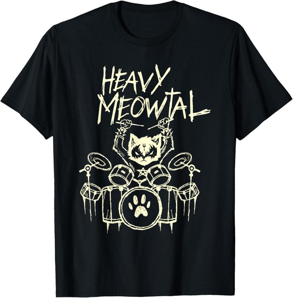 Black and Death Metal Goth Schlagzeuger Band Shirts Heavy Metal Cat Drum T-Shirt