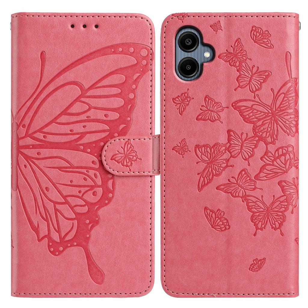For Samsung Galaxy A05 4G Case Butterfly Imprinted Wallet Stand PU Leather Flip Phone Cover with Strap