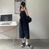 Women's High-Waist Denim Overall Dress - Cute, Retro, Slimming Slit Design for Spring/Summer 2025