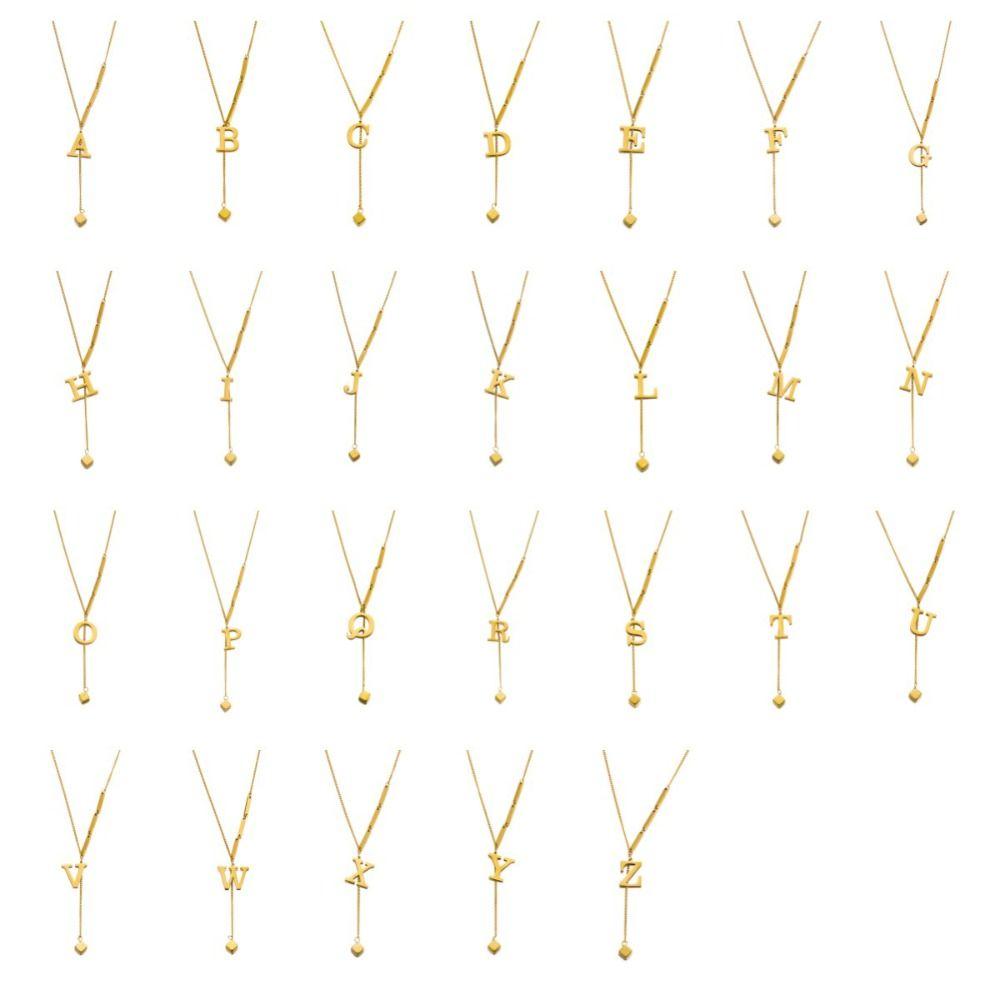Gold Color Women Choker Stainless Steel A-Z Letter Clavicle Chain Birthday Gift