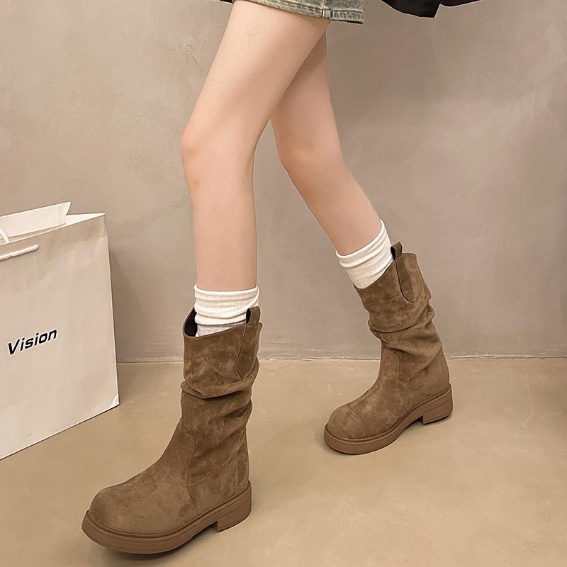 Модные новые нескользящие женские ботильоны осень-зима 2024 года, горячая распродажа, женские ботинки, модная женская обувь на открытом воздухе с круглым носком Botas Mujer