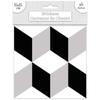 [R2191] - Set of 6 'Cement Tiles' Stickers Black Gray White - 15x15 Cm