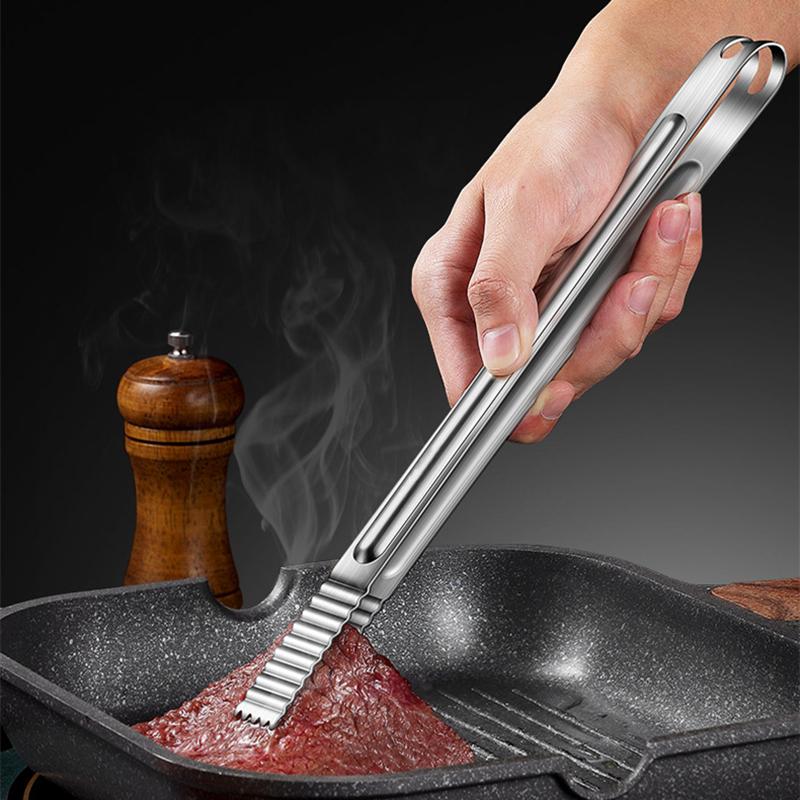 Korean Stainless Steel Barbecue Tongs Thicken Food Serving Clip Ice-Cube Clamp Restaurant Buffet Bar Tools
