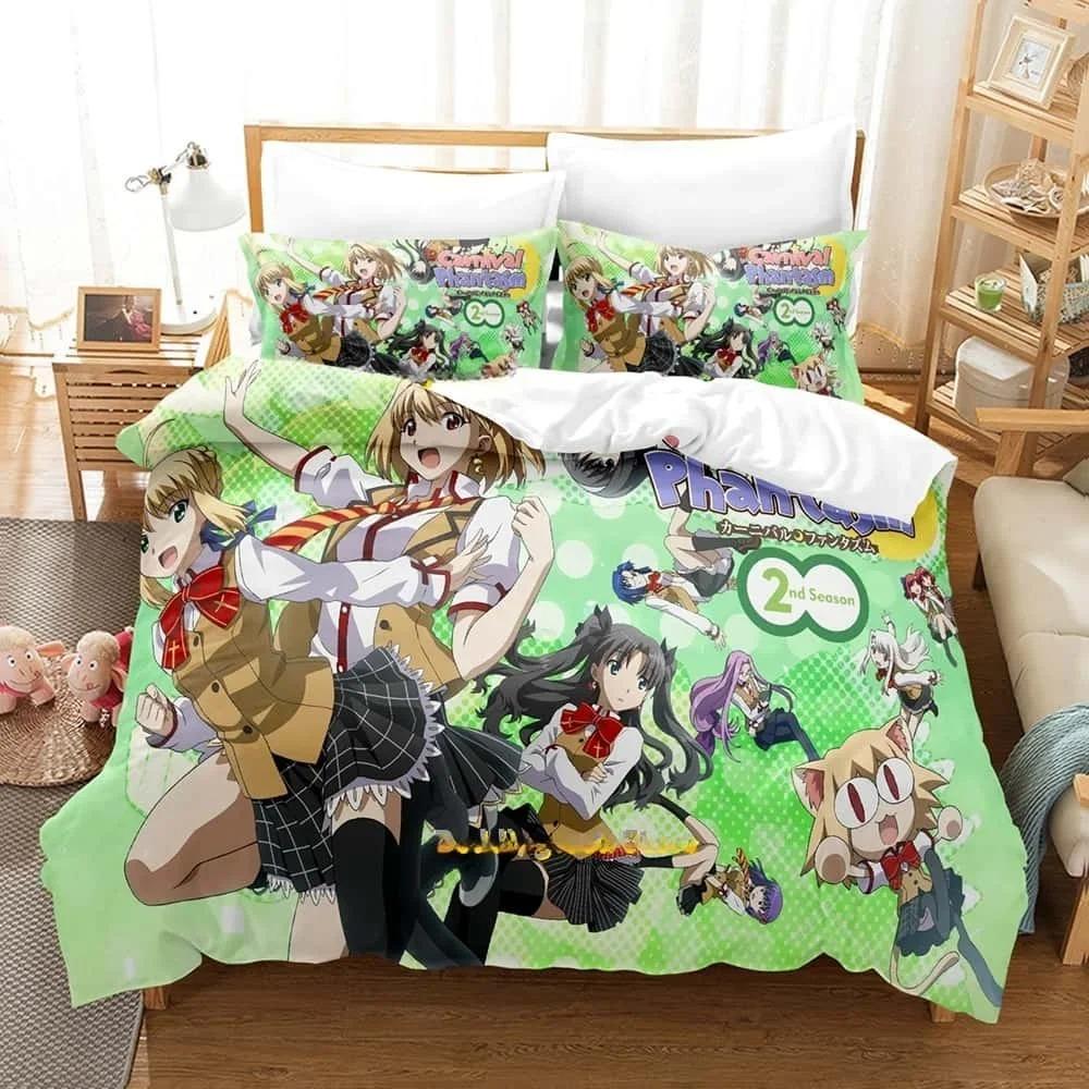 Комплект простыней с 3D-аниме Carnival Phantasm, комплект постельного белья, односпальная кровать, двуспальная кровать размера Queen, комплект постельного белья для взрослых и детей, комплект пододеяльников