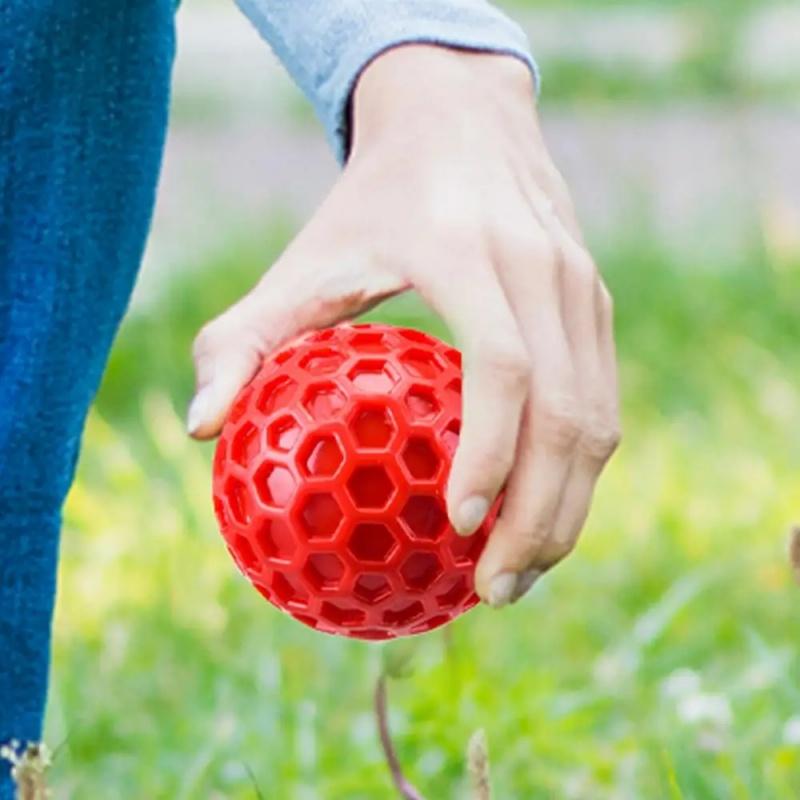 Игрушки для собак Hexa Bite Squeaky Chew Interactive Ball – Сотовая текстура для чистки зубов со скрипом и отскоком для игры щенка