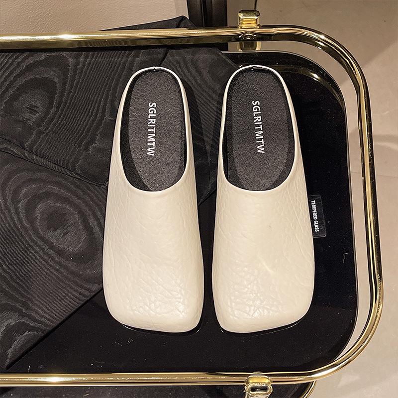 Тапочки Baotou, женские, новинка 2025 года, летняя одежда, ленивые, с одной педалью, одинарные туфли на плоской подошве, простые и универсальные, обувь Mueller