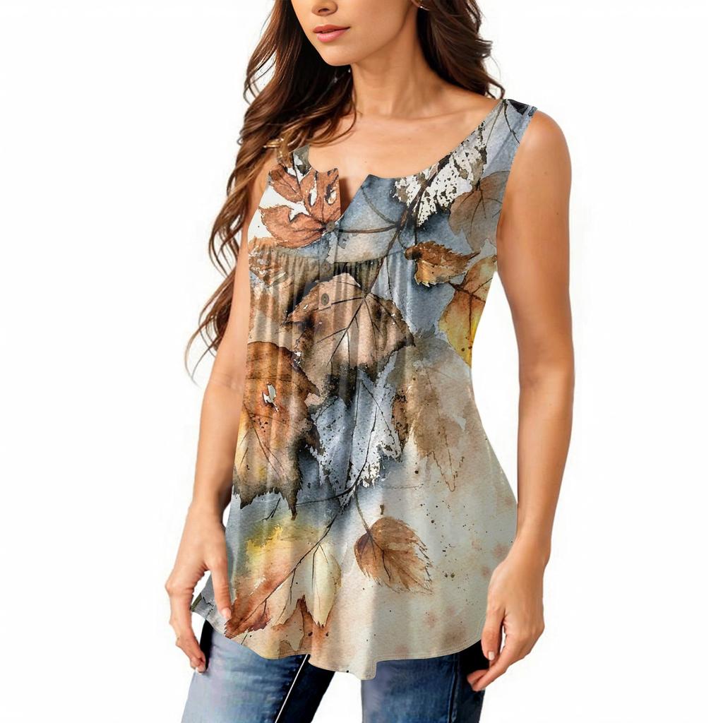 Женская мода, однотонная плиссированная повседневная футболка без рукавов, жилет на пуговицах, топ