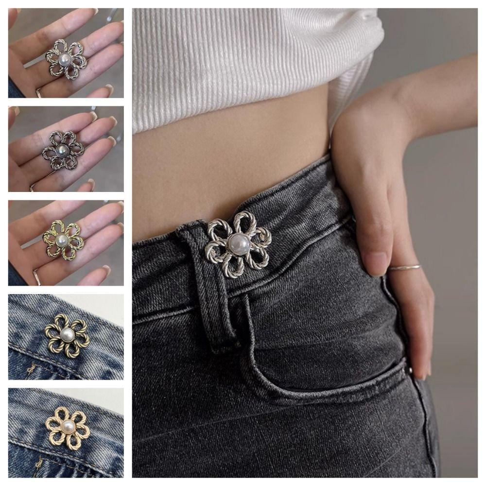 Button Clasps Flower Pants Button Tightener Zinc Zinc Alloy Jean Buttons for Loose Jeans Party