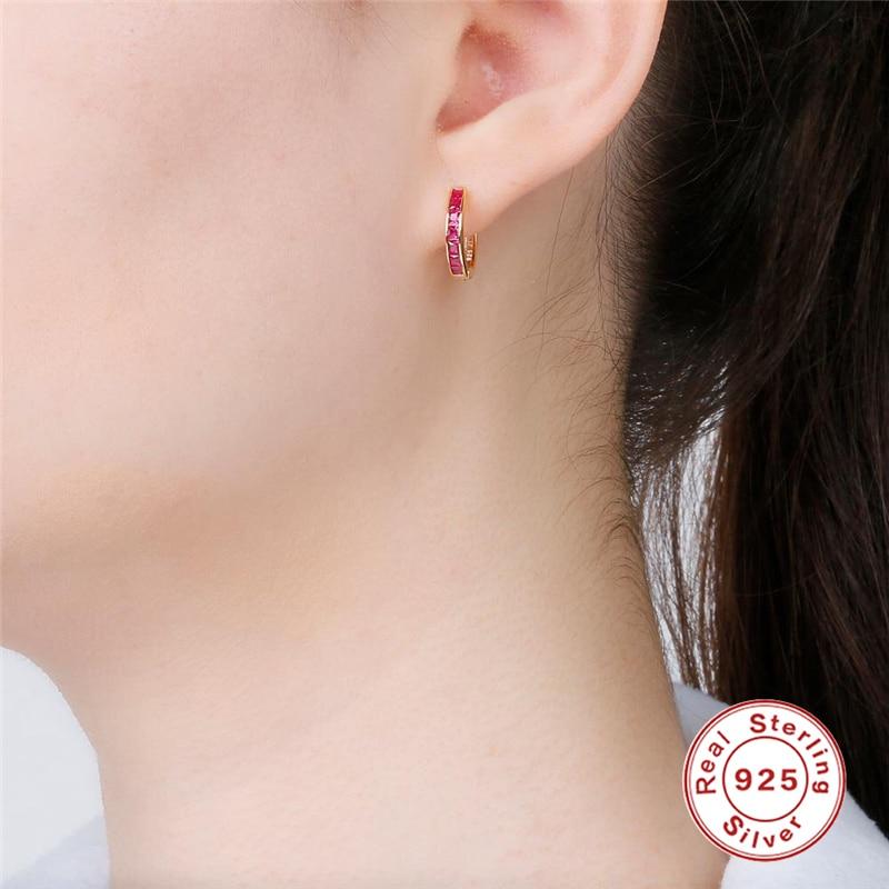 Серьги Viny Trend Pendientes, серьги из стерлингового серебра 925 пробы для женщин, фиолетовые / зеленые / белые простые круглые серьги-кольца с цирконием