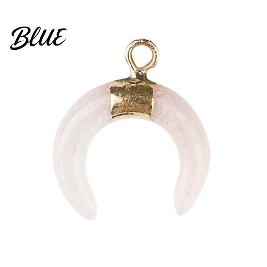 DIY Pendant Charm Gold-Plated Edging Crescent Horn Design Natural Imitation