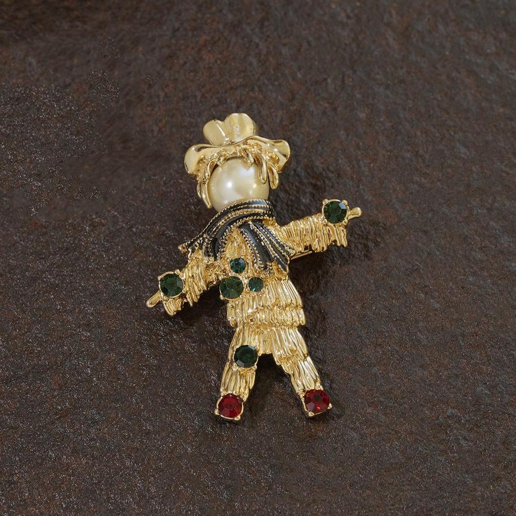 Vintage Gold Pearl Cross Brooch for Women - Baroque Palace Style