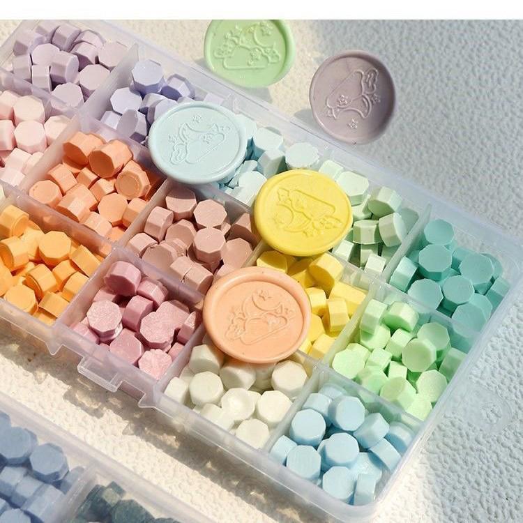 Светящиеся восковые печати с пятилистным клевером и звездой - разноцветные, 100 шт.