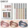 QIBEST Diamond Lipstick Liquid Eyeshadow Dual Purpose Set Long Lasting Easy Color Pearlescent Fine Glitter Glossy Lip Makeup Lip Glaze