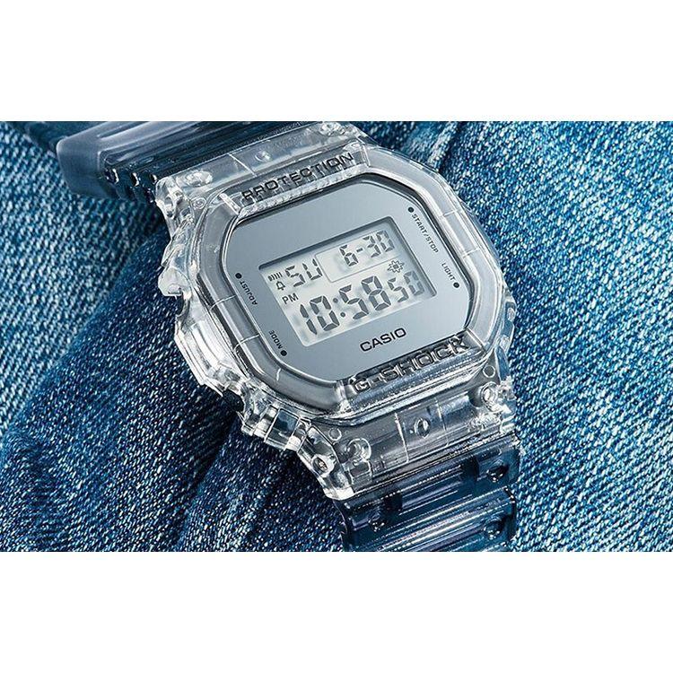 Casio See Through Ice Tough Transparent Series Ice Tough Ice Electric Tough Square Quartz Movement Resin Strap Men Watches Silver DW-5600SK-1PRS