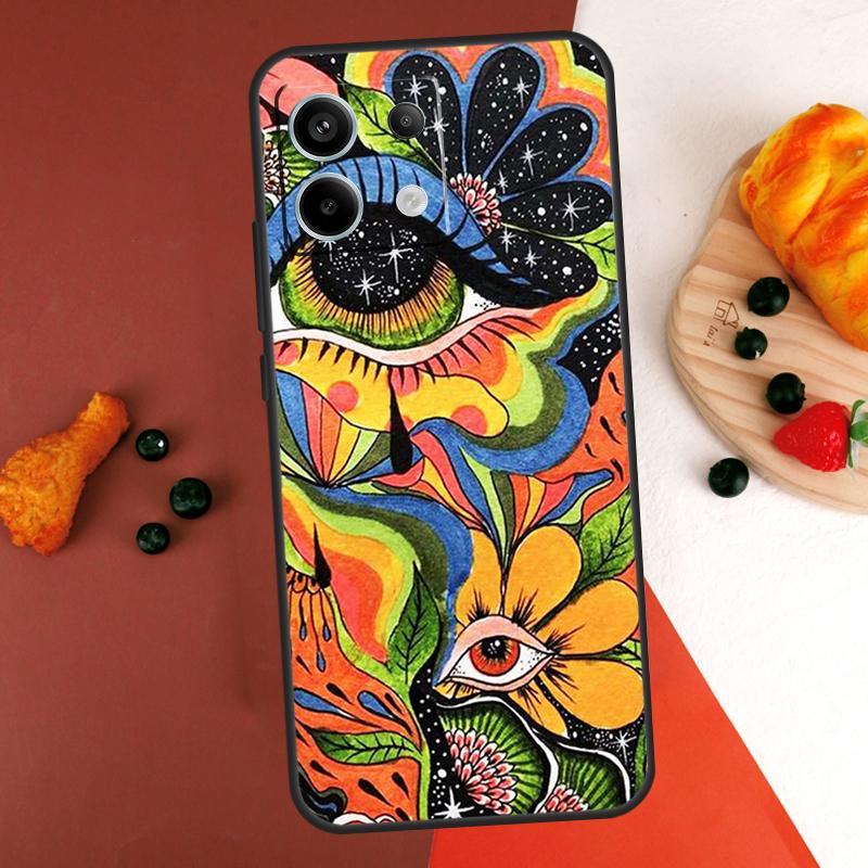 Colorful Psychedelic Art Case For Xiaomi Redmi Note 14 13 Pro 9 10 11 12 Pro 10S 11S 12S Redmi 14C 13C 10C 12C Coque