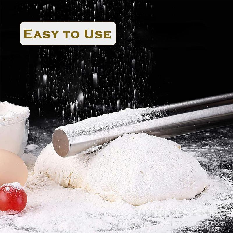 Christmas Baking toolsSimple Stainless Steel Rolling Pin Suitable for bakingverysuitableforrollingsugarpieWontonandpizzadough