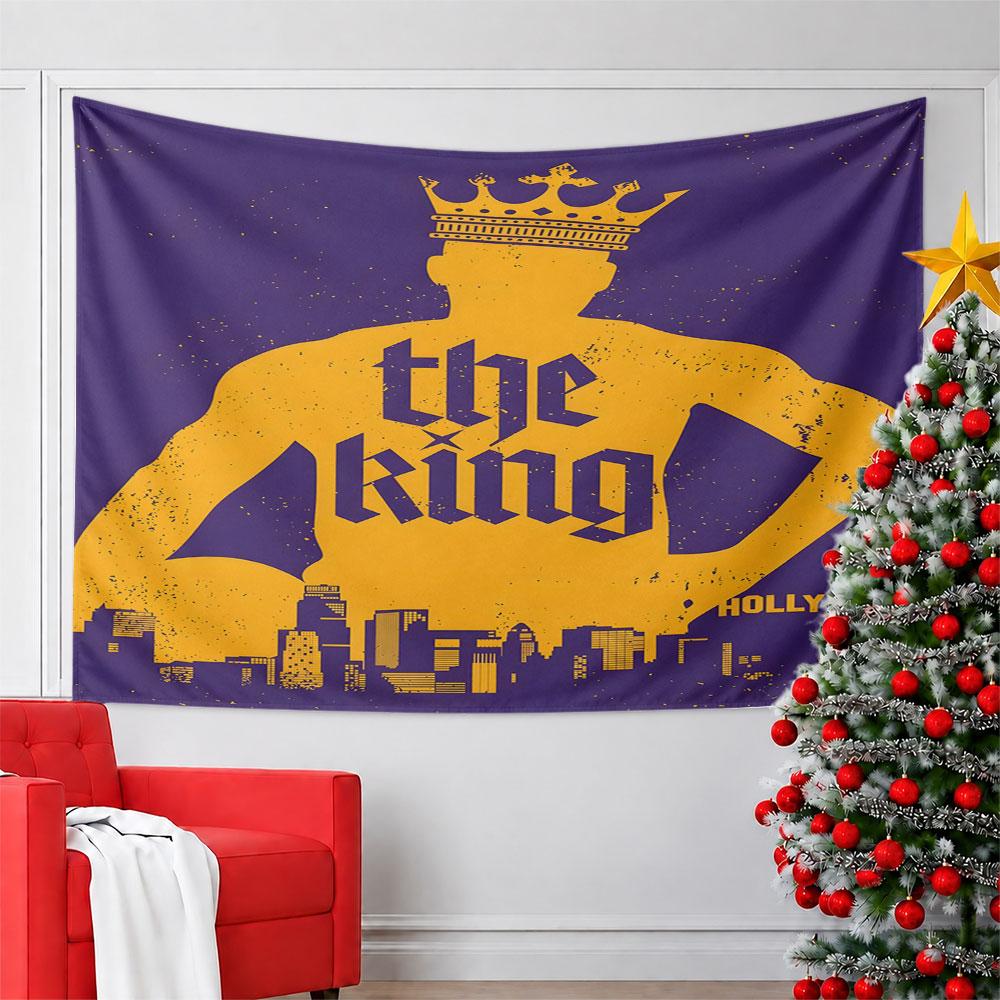 The King Silhouette with Crown Pattern Wall Hanging Tapestry Decorative Tapestry Home Decor for Bedroom and Living Room