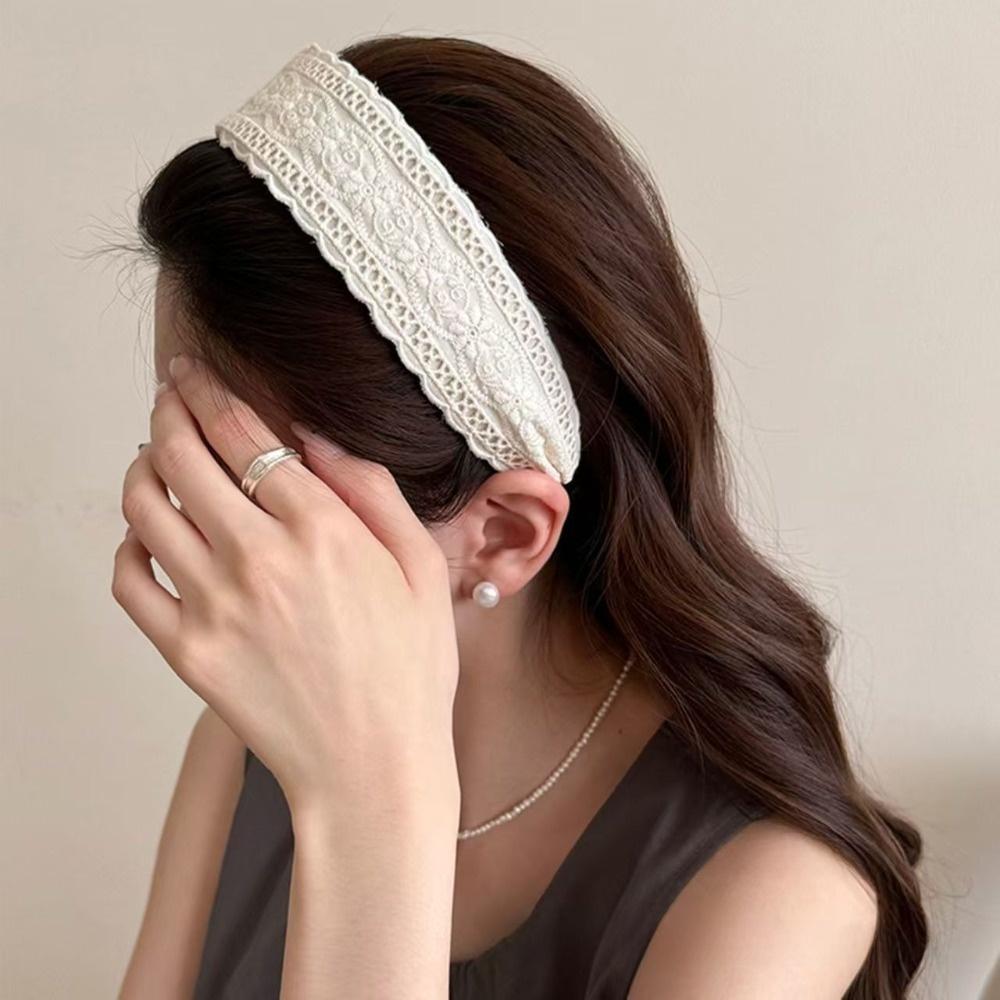 Lace Hair Hoop Wide Edge Pearl Hair Band Retro Headband Hair Women Accessories